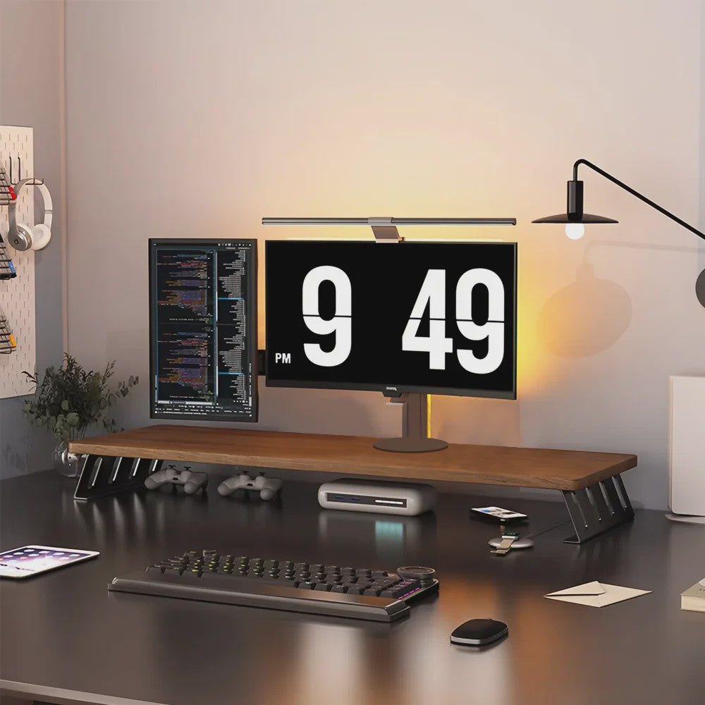 Houten Monitorverhoger met Opbergruimte - Ergonomische Bureau Organizer