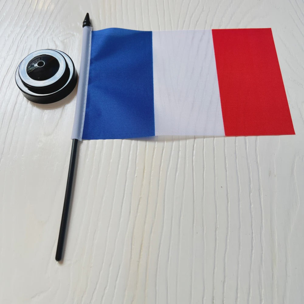 Franse Vlag Bureau - 14x21cm Tafelvlag met Standaard voor Decoratie
