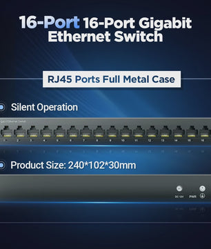 Gigabit Netwerk Switch 16 Poorten 1000Mbps - High Performance Smart Ethernet Hub