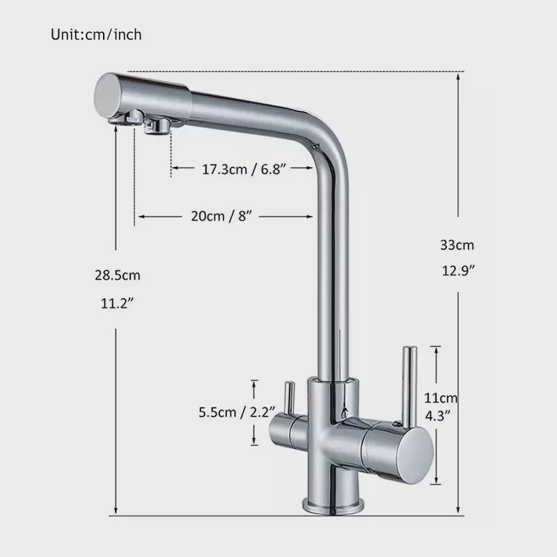 Keukenmengkraan met Dubbele Uitloop: Filterkraan voor Drinkwater & Warm/Koud Water