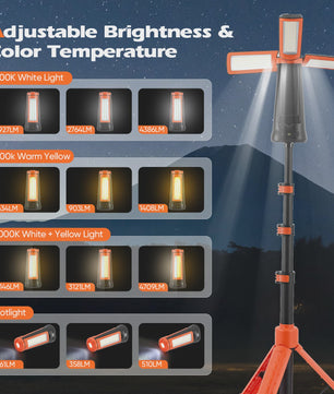 Telescopic Camping Light 9000mAh Rechargeable Lantern, Waterproof Collapsible Outdoor LED Flashlight for Hiking Tent