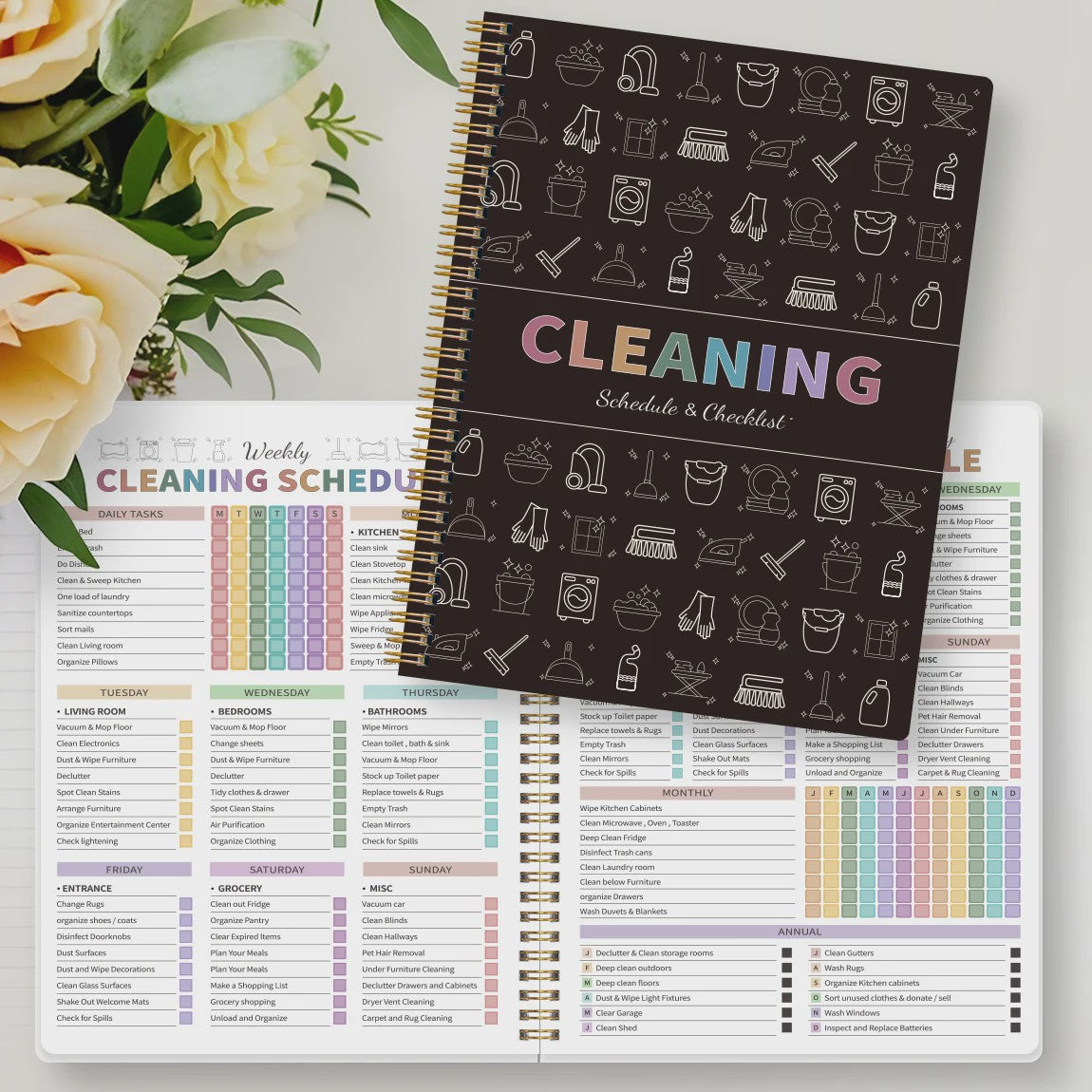 Huishoudplanner & Schoonmaak Checklist Boek - Dagelijks, Wekelijks, Maandelijks