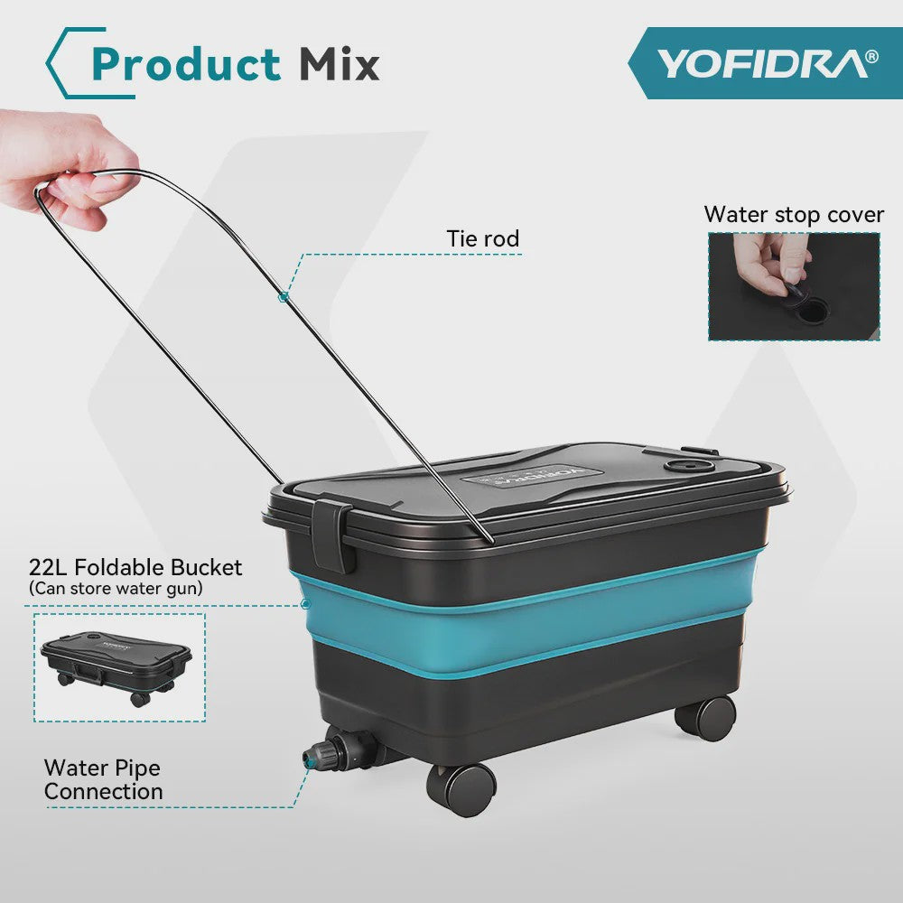 YOFIDRA 200 Bar Brushless Hogedruk Autowasser met 22L Emmer - Draadloos voor Makita 21V Accu