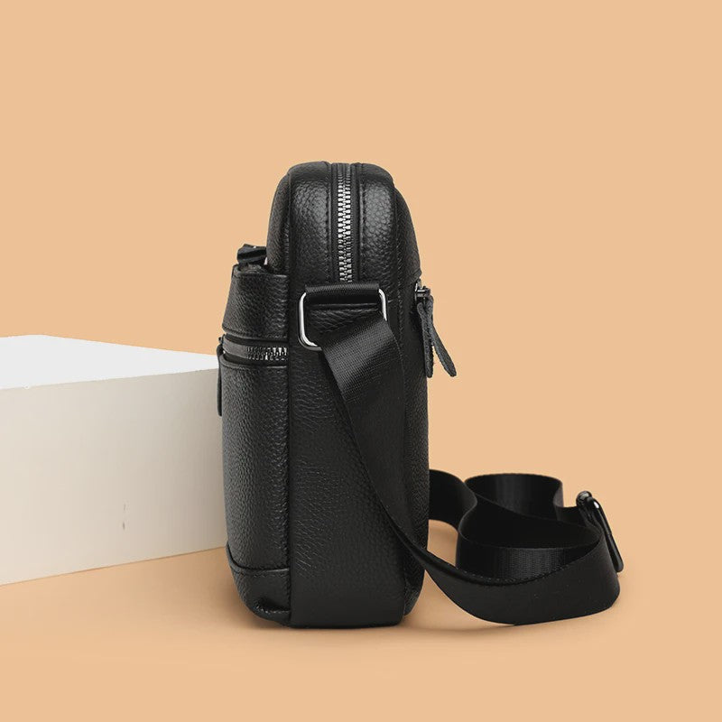 Luxe Heren Leren Schoudertas - Zakelijk & Casual, Meerdere Vakken