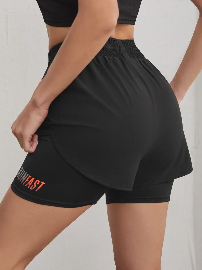 Dames High Waist Yoga Shorts met Ingebouwde Legging - Comfort & Stijl voor Sport