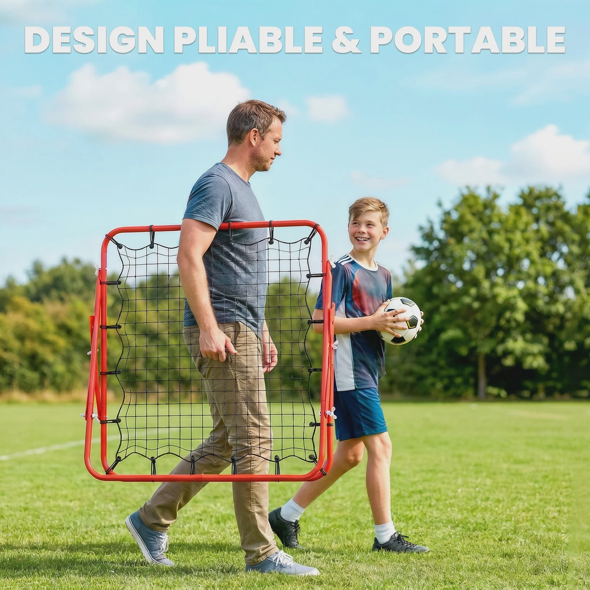 HOMCOM Trainingsrebounder Net - Verstelbare Hoek - 96x80x96 cm