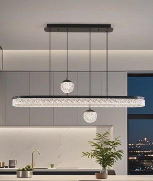 Moderne LED Plafondlamp Hanglamp Ovaal met Kristaldecoratie - Sfeervol Licht voor Woon- en Eetkamer