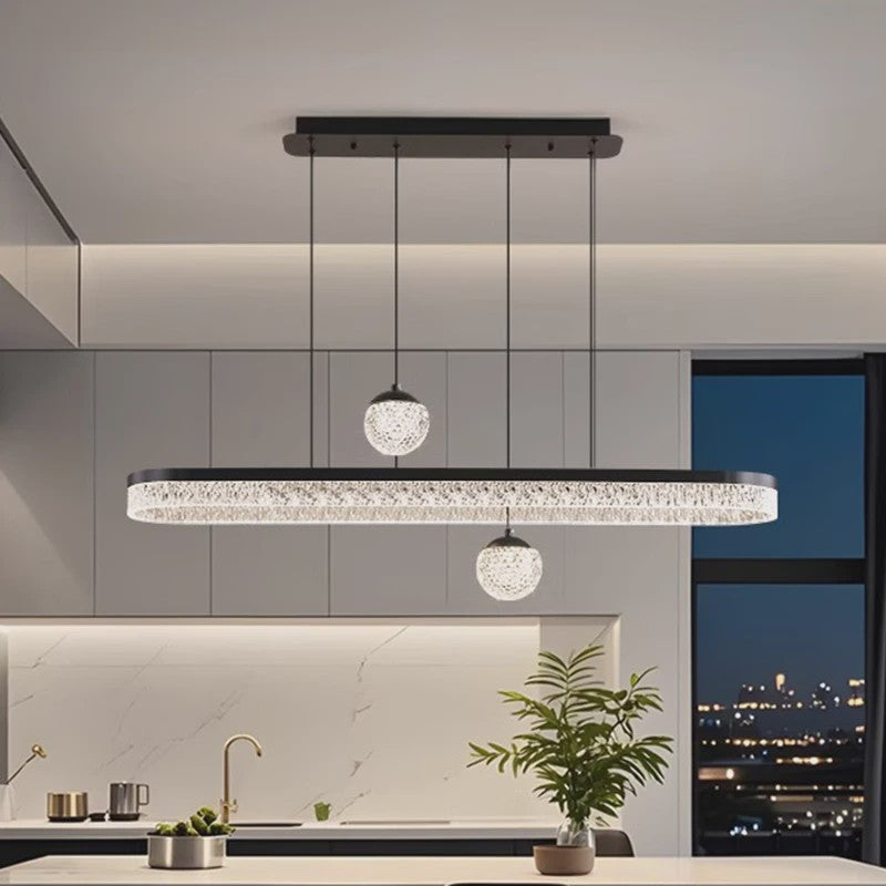 Moderne LED Plafondlamp Hanglamp Ovaal met Kristaldecoratie - Sfeervol Licht voor Woon- en Eetkamer