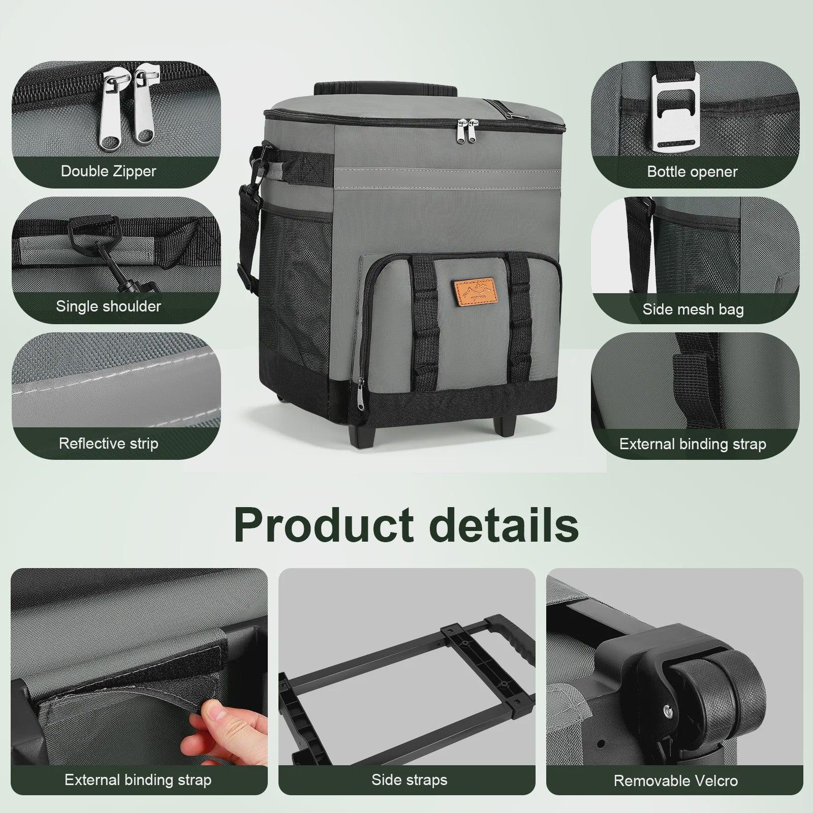 Grote Koeltas 35L met Wielen - Waterdicht & Geïsoleerd voor Picknick, Camping en Reizen
