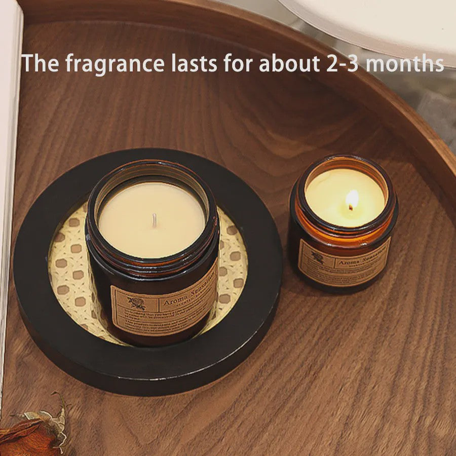 Aromatherapie Kaars in Bruin Glazen Pot - Geurkaars voor Huisdecoratie & Cadeau