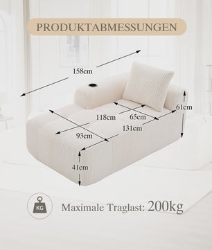 Moderne Modulaire Bank met Bekerhouder en Zijvak - Compact & Comfortabel
