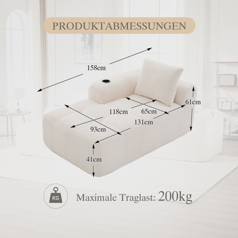 Moderne Modulaire Bank met Bekerhouder en Zijvak - Compact & Comfortabel