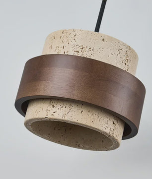 Retro Houten & Stenen Hanglamp - Sfeervolle Verlichting voor Slaapkamer, Bar of Restaurant