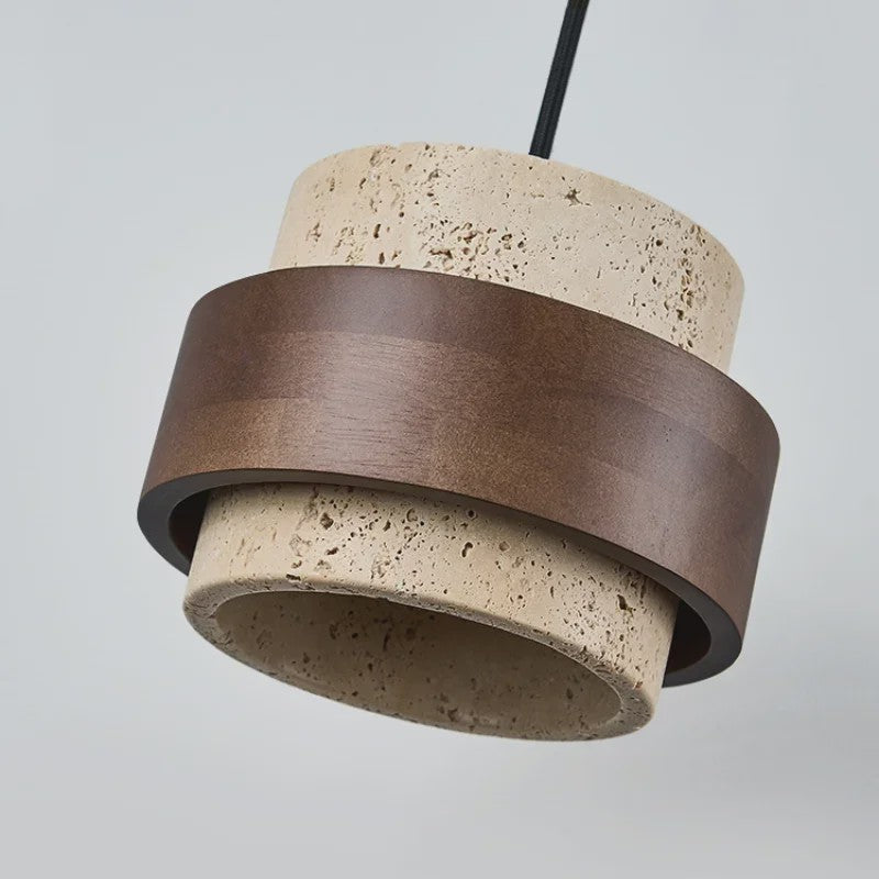 Retro Houten & Stenen Hanglamp - Sfeervolle Verlichting voor Slaapkamer, Bar of Restaurant
