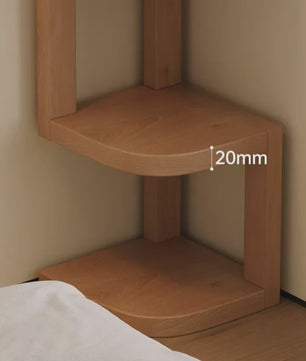 Houten Hoek Nachtkastje met 3 Niveaus - Minimalistisch & Ruimtebesparend