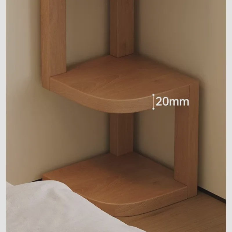 Houten Hoek Nachtkastje met 3 Niveaus - Minimalistisch & Ruimtebesparend