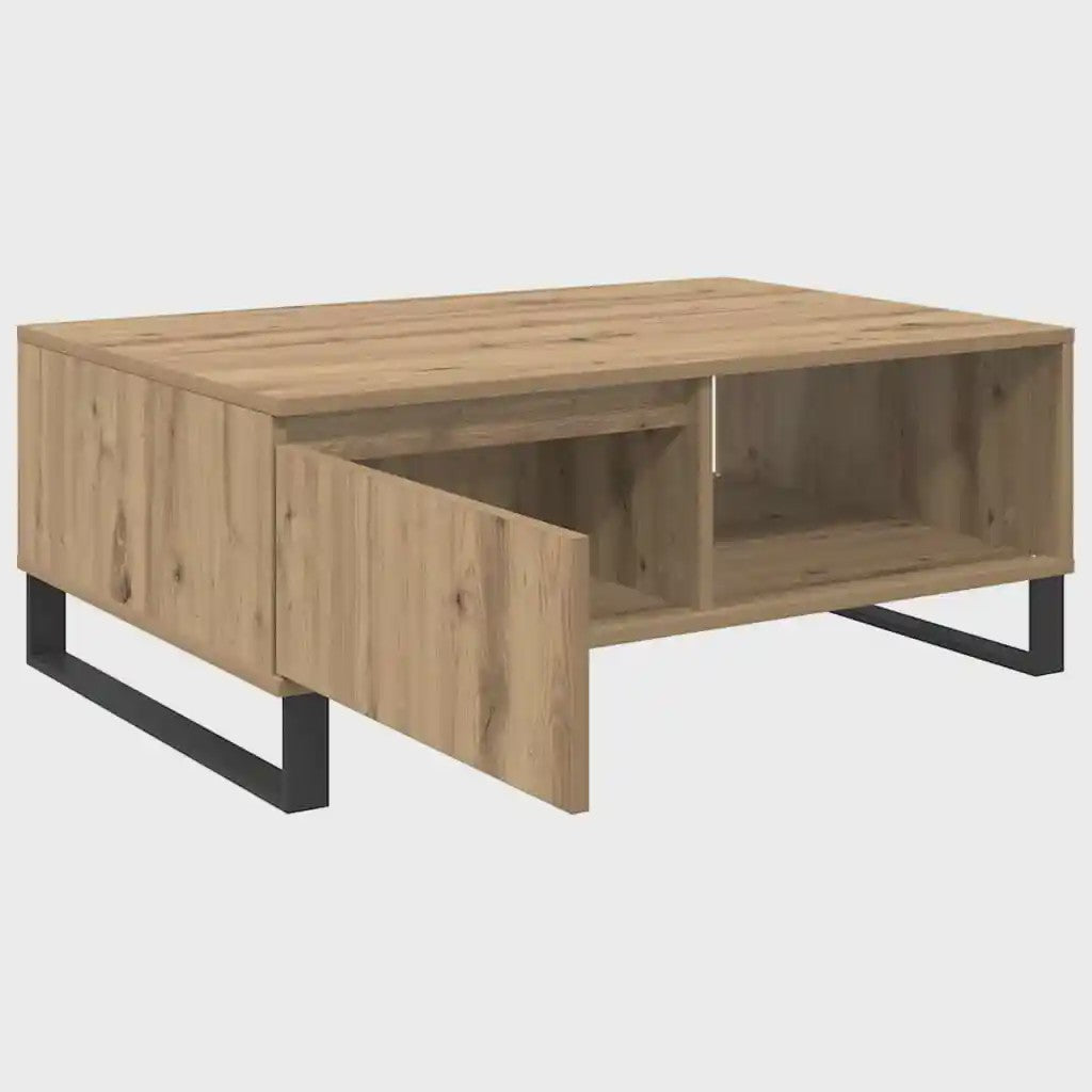 Handgemaakte Eiken Salontafel 90x60x35 cm - Modern Design met Opbergruimte