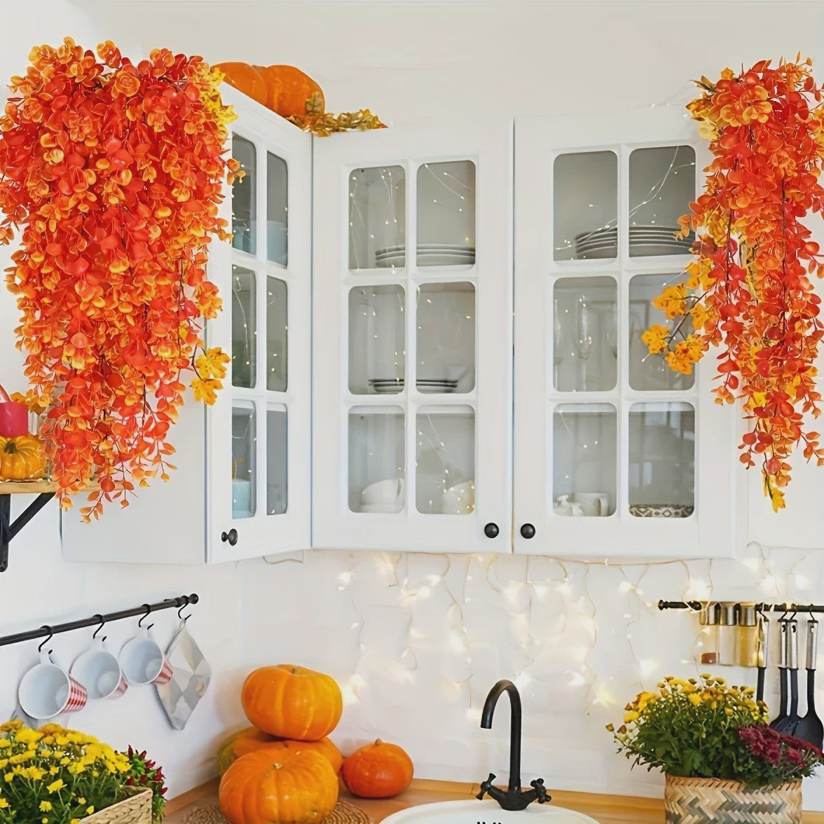 Set van 2 Hangende Kunstbloemen 80cm - Herfst & Halloween Decoratie
