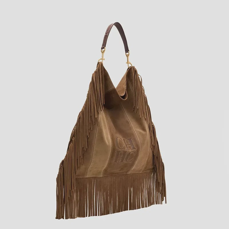 CH Dames Hobo Tas met Franjes - Suèdelook, Grote Capaciteit, Schoudertas & Crossbody