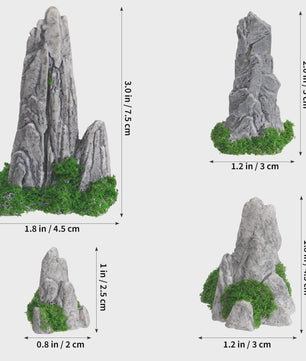 Set van 8 Decoratieve Rotsformaties met Mos voor Miniatuur Landschappen en Diorama's