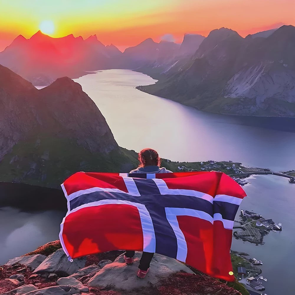 Noorse Vlag 90x150 cm Polyester - Nationaal Symbool voor Patriottische Trots