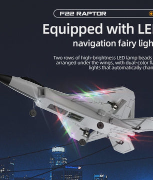 RC Vliegtuig F22 Raptor - Brushless, 4-Kanaals, EPP Schuim, 490mm Spanwijdte, Afstandsbediening Speelgoed voor Volwassenen