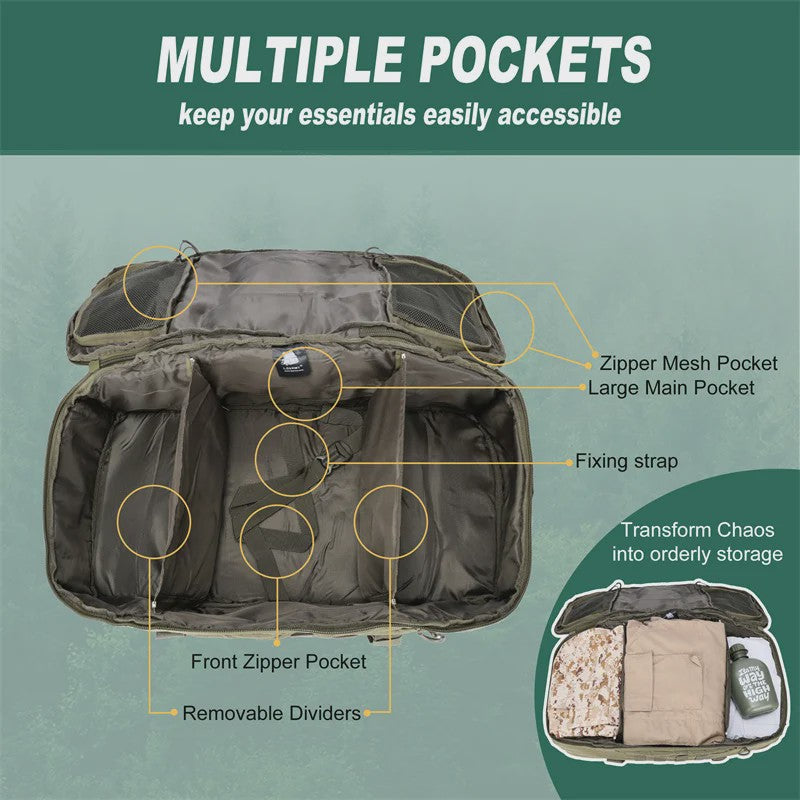 Multifunctionele Duffle Bag Rugzak 25L/45L/80L - Waterdicht, Tactisch & Outdoor