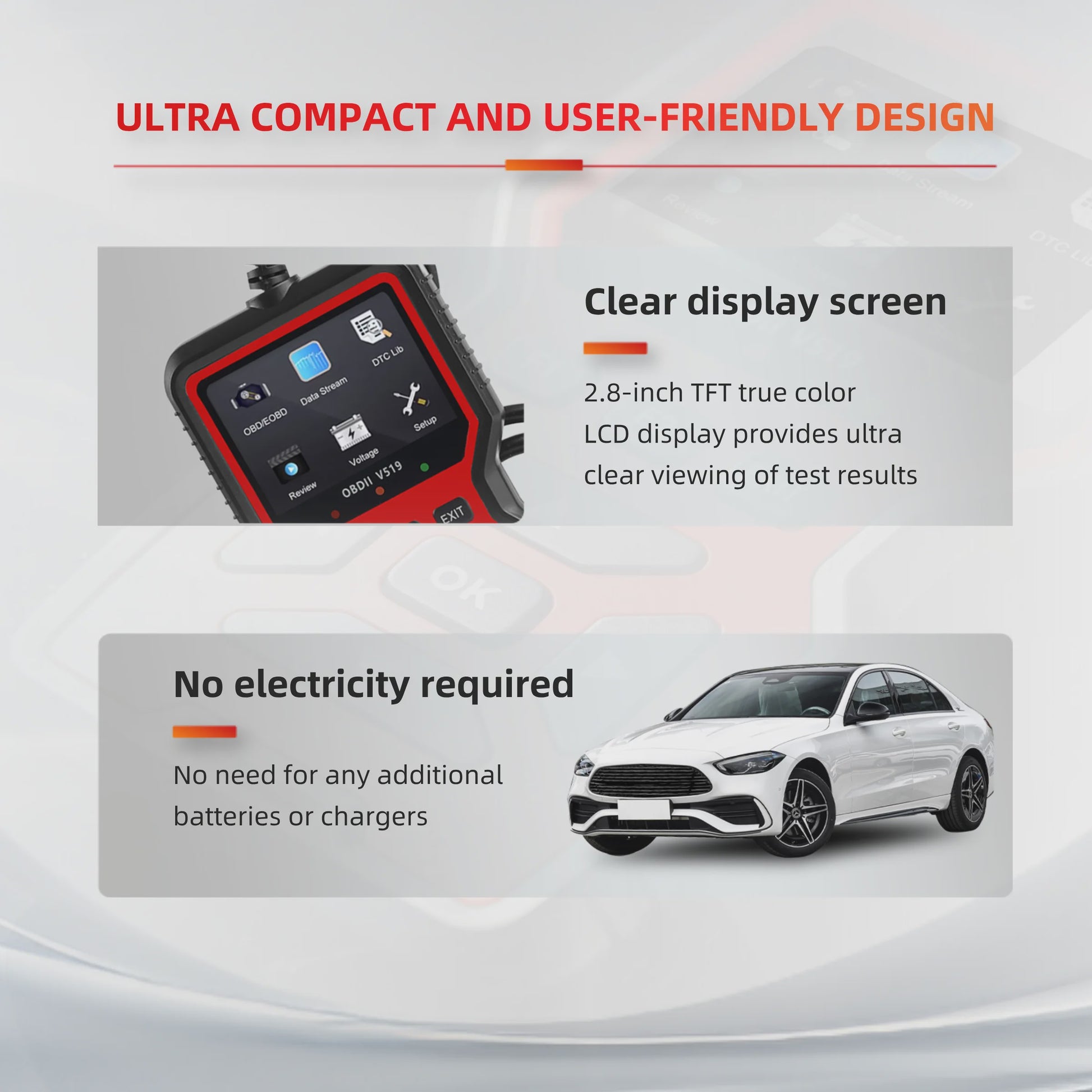 V519 OBD2 Autodiagnose Scanner Tool met Kleurenscherm voor Motorgezondheidscontrole