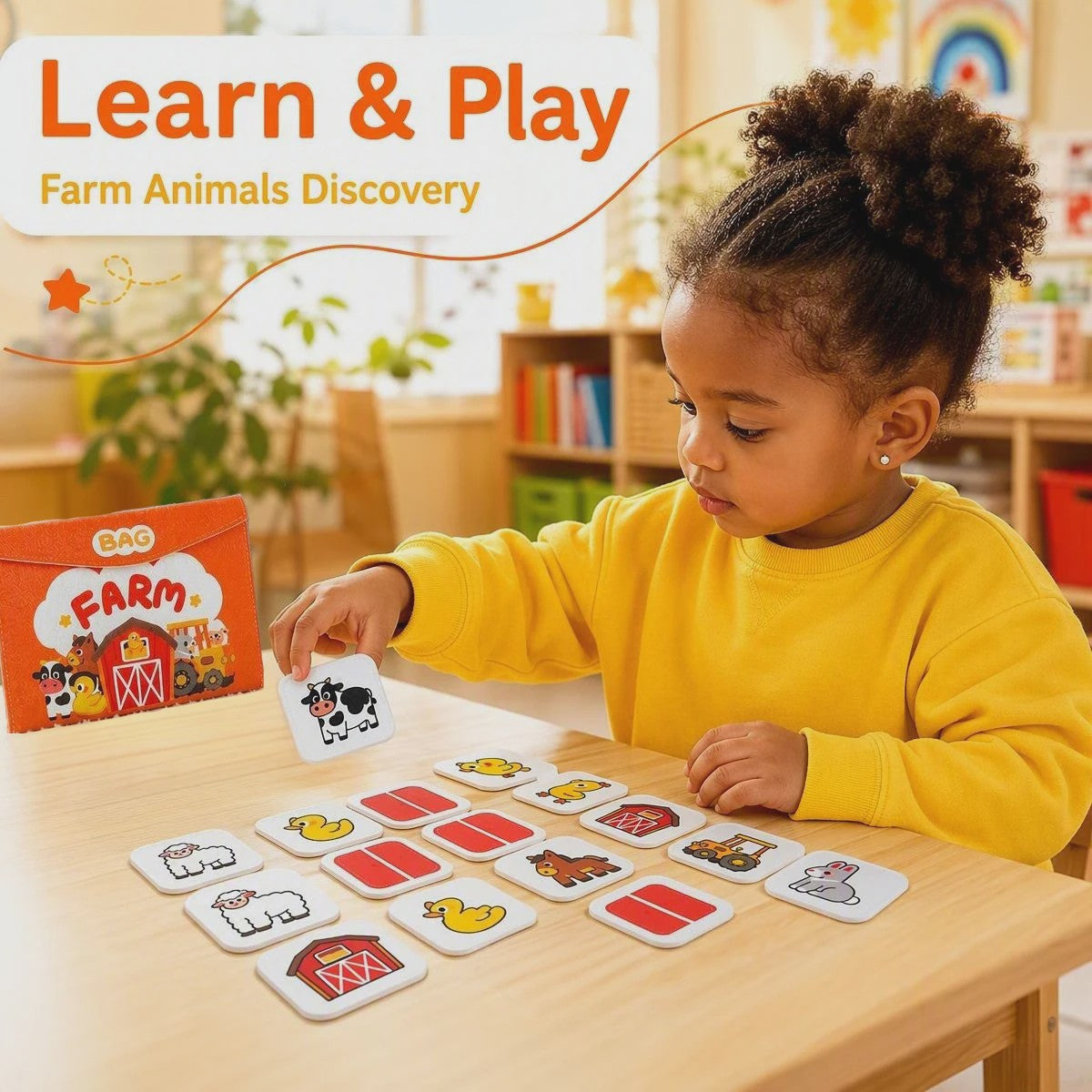 Felt Boerderij Dieren Memory Spel voor Peuters - Educatief en Reisvriendelijk Speelgoed