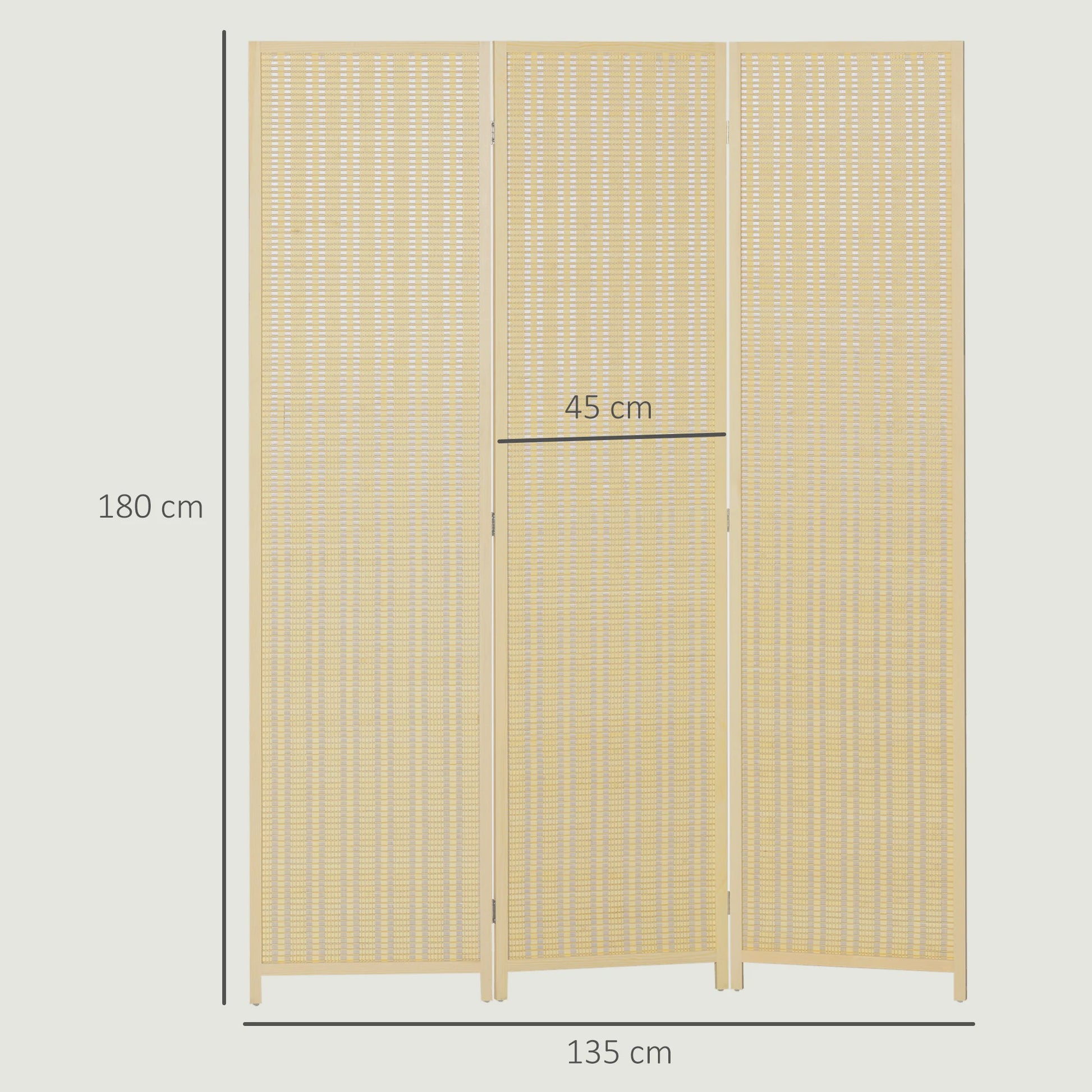 HOMCOM 3-Panels Opvouwbaar Kamerscherm - Natuurlijke Bamboe Look - 135x180 cm