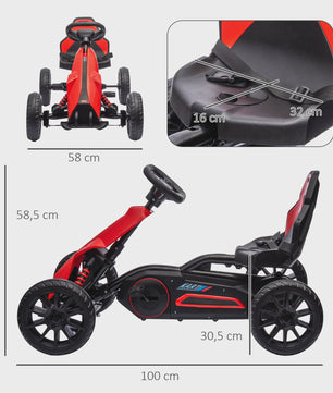 Kinder Trappen Go-Kart met Verstelbare Stoel en Stille EVA Wielen