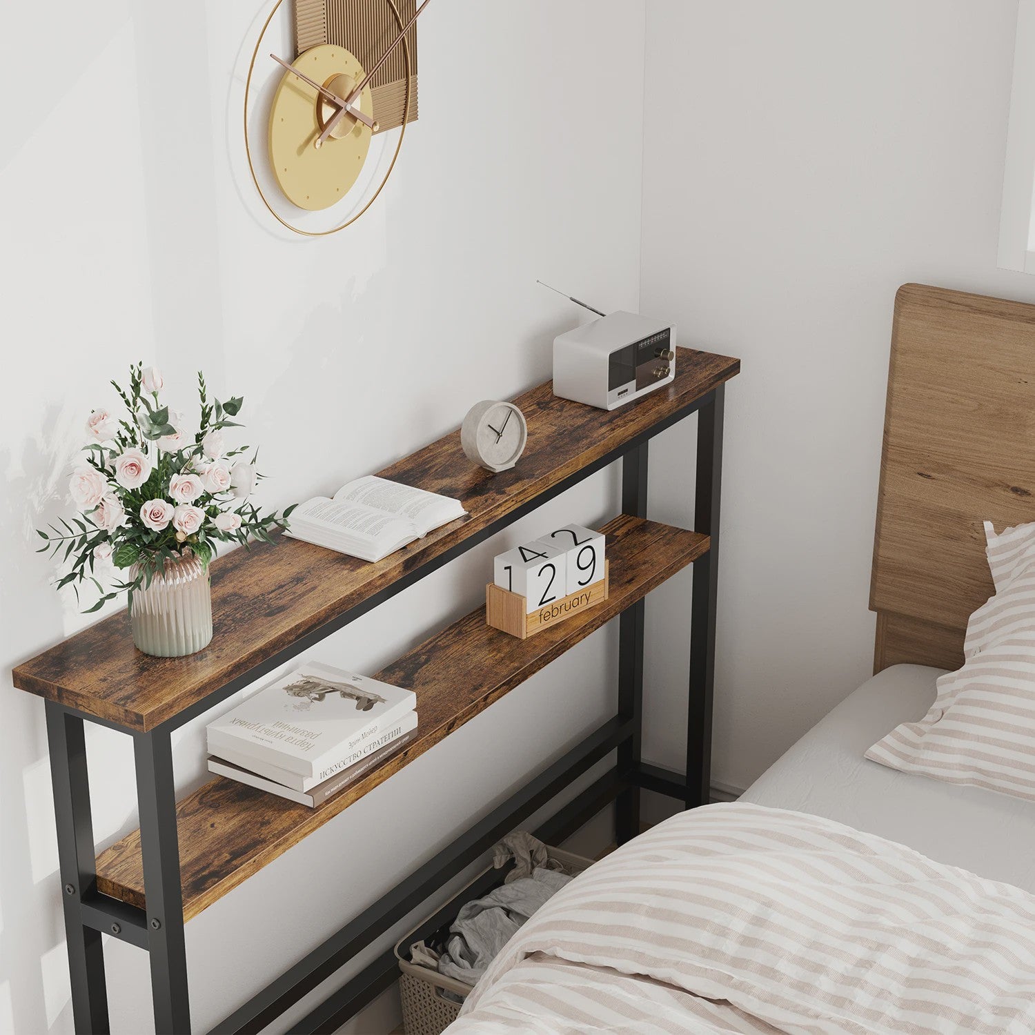 Moderne Smalle Console Tafel met Verstelbare Plank - 100x15cm