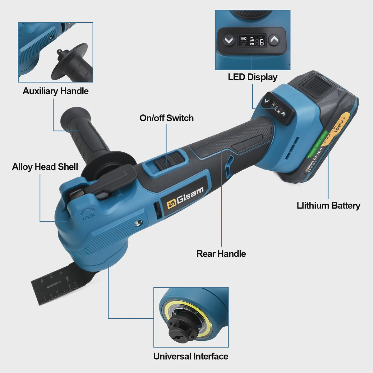 Gisam Multitool 7 Versnellingen Brushless - Oscillerend Gereedschap 20000 OPM
