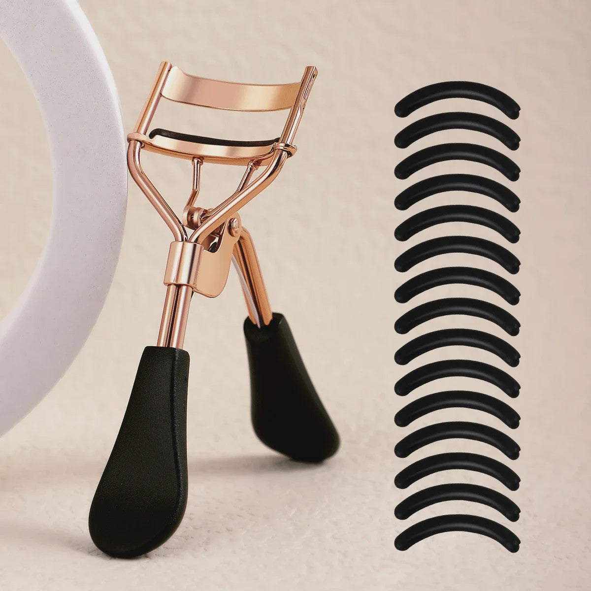 Professionele Wimperkruller RVS met 15 Siliconen Pads - Draagbaar & Ideaal voor Wimper Extensions