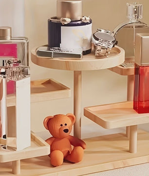 Houten Display Rek met Meerdere Niveaus - Stijlvolle Opberger voor Sieraden, Planten & Decoratie