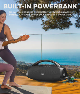 W-KING X20 Draagbare Bluetooth Speaker 200W RMS - Massieve Bas, IPX7 Waterdicht & 24u Speeltijd