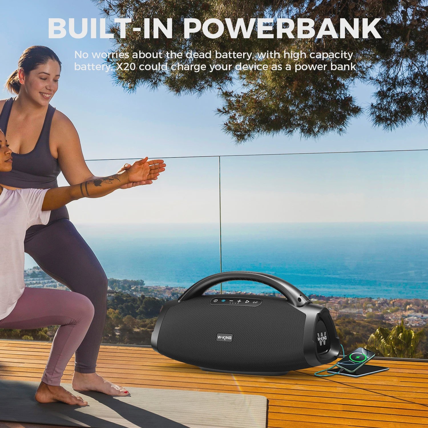W-KING X20 Draagbare Bluetooth Speaker 200W RMS - Massieve Bas, IPX7 Waterdicht & 24u Speeltijd