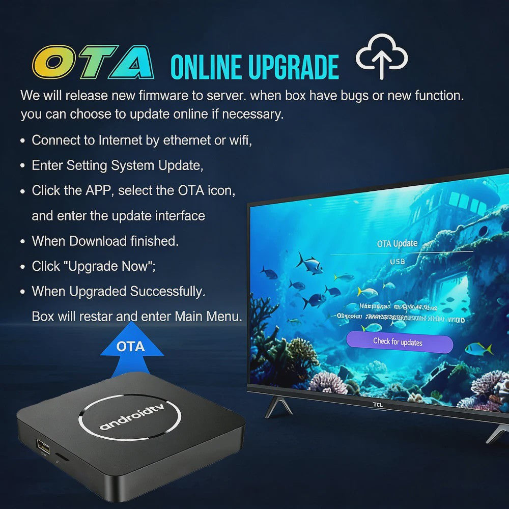 Android TV Box Q10: 8K Ultra HD Media Player met Dual Band WiFi & Google Voice Assistant