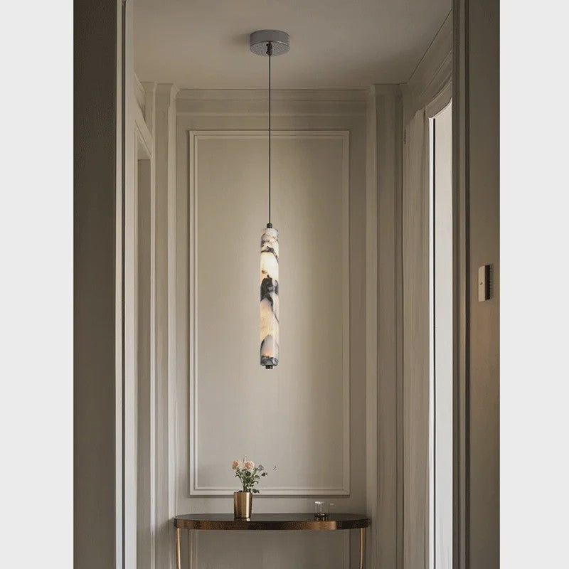 Luxe Cilinder Hanglamp Natuursteen - Sfeervolle LED Verlichting voor Woonkamer & Slaapkamer