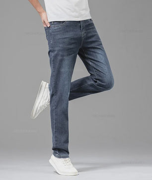 Herfst/Lente Heren Jeans - Comfortabele Stretch Katoen, Recht Model, Grijs