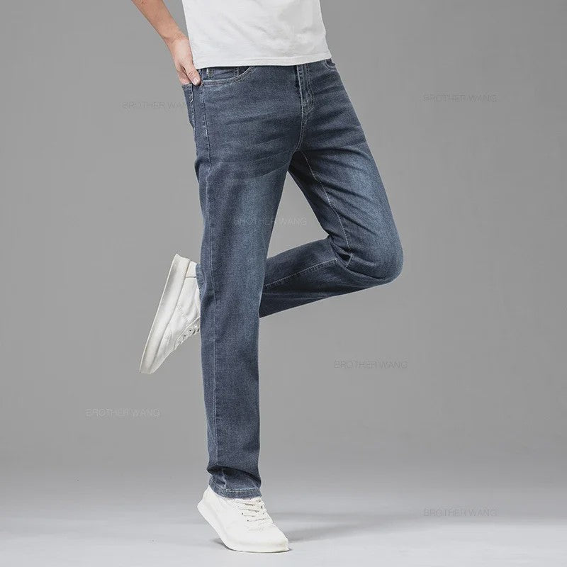 Herfst/Lente Heren Jeans - Comfortabele Stretch Katoen, Recht Model, Grijs
