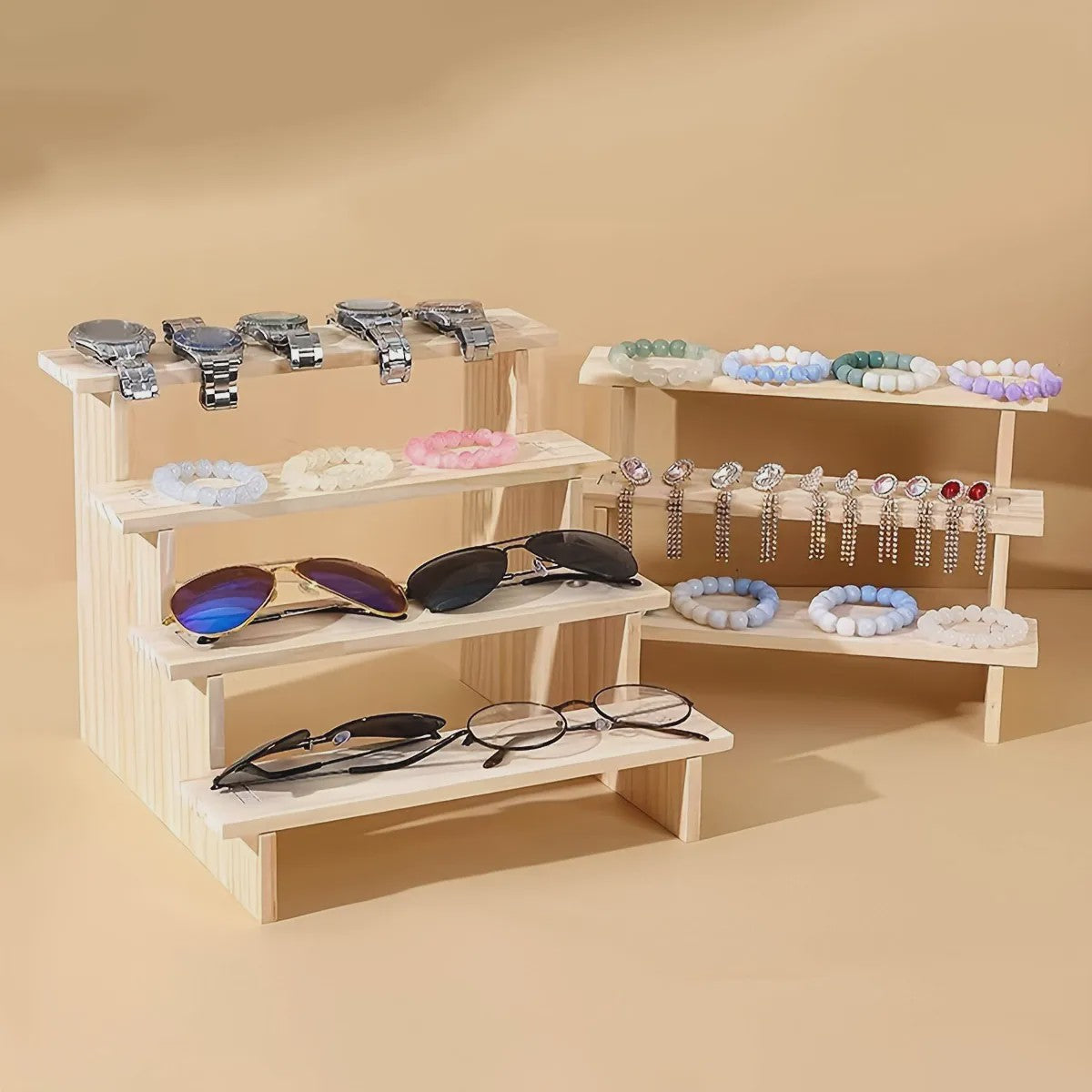Houten Display Rek - Presenteer Parfum, Cosmetica & Sieraden