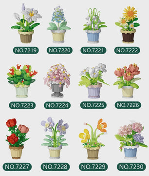 Bouwstenen Bloemen in Pot - Creatieve Mini Bloemenboeketten Bouwpakketten