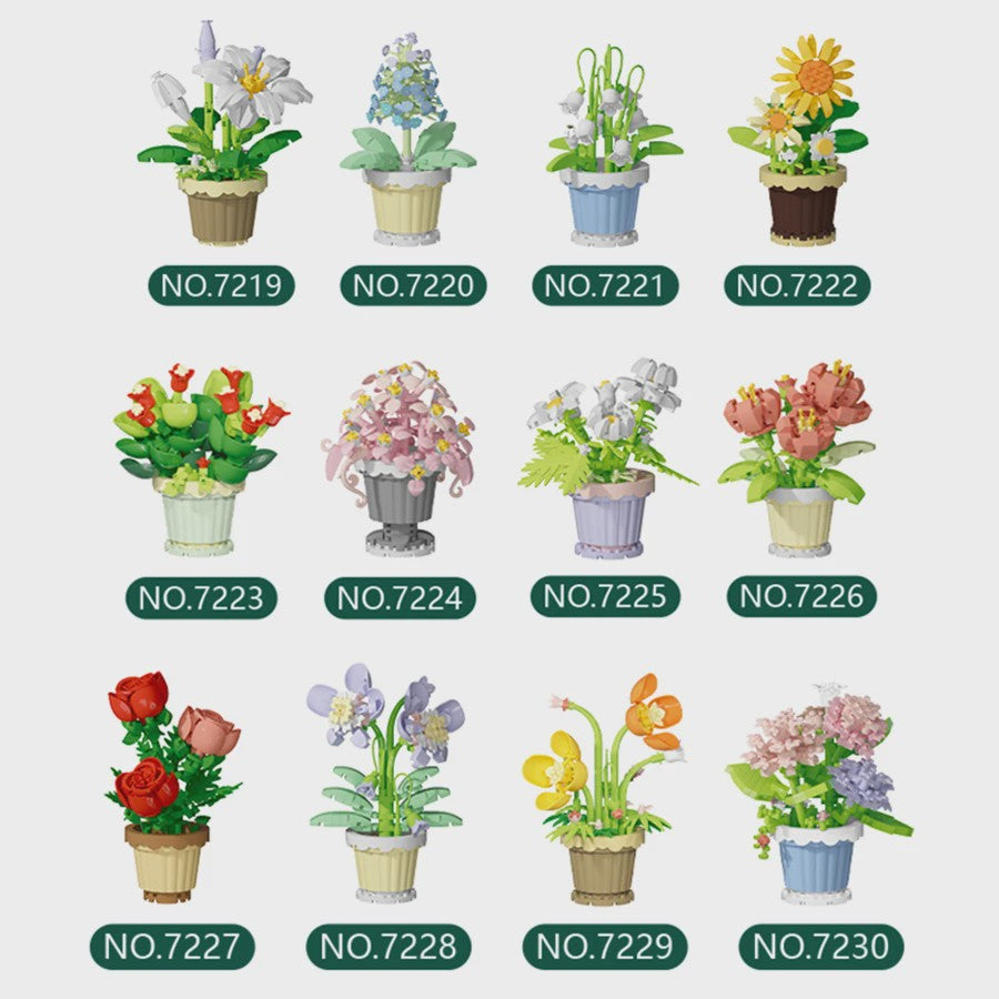 Bouwstenen Bloemen in Pot - Creatieve Mini Bloemenboeketten Bouwpakketten