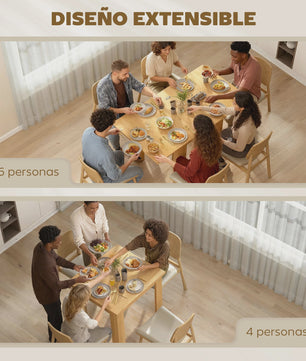 Uitschuifbare Eettafel 70-140 cm - Natuurlijk Houtdesign - Geschikt voor 4-6 Personen