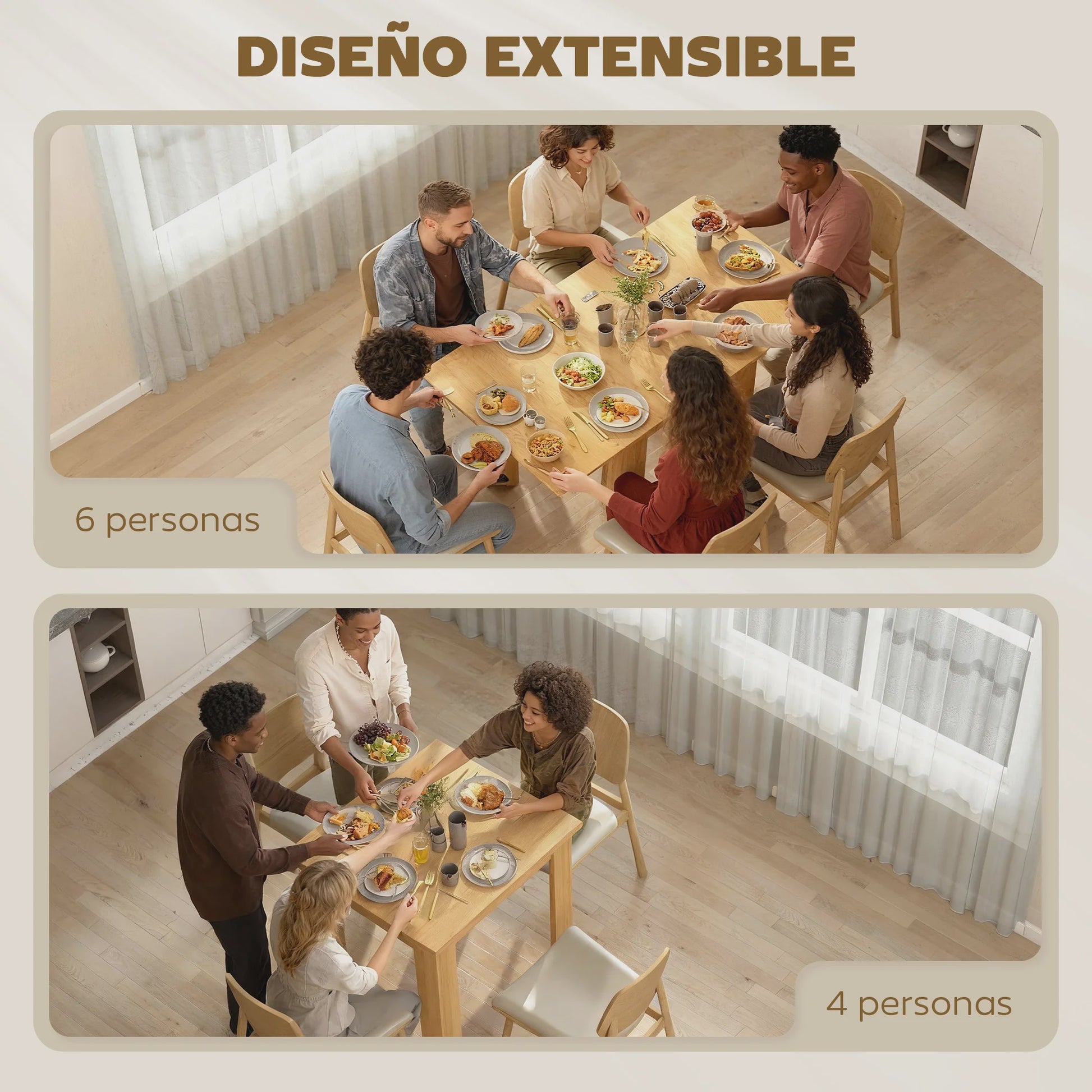 Uitschuifbare Eettafel 70-140 cm - Natuurlijk Houtdesign - Geschikt voor 4-6 Personen
