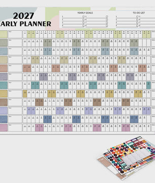 2027 Jaarplanner Kalender - Creatieve Wandkalender & Planner met Stickers