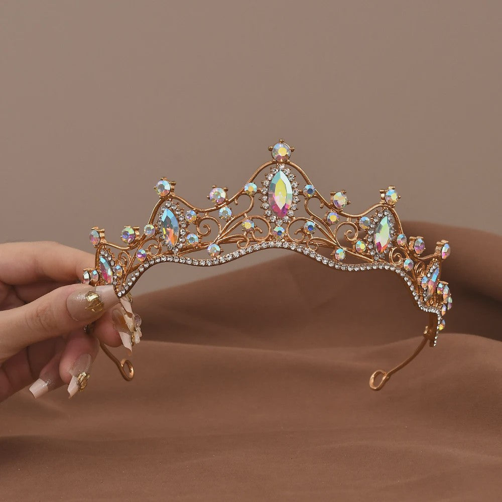 Vintage Barok Kristallen Tiara Kroon met Strass - Bruids & Feest Haaraccessoire