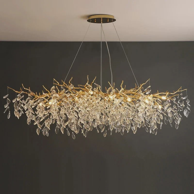 Luxe Gouden Kristallen LED Kroonluchter - Plafondlamp & Hanglamp voor Woonkamer, Eetkamer, Slaapkamer