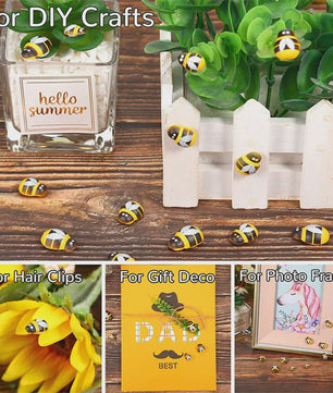 100x Houten Mini Bij Decoratie Accessoires - Zelfklevend & DIY Knutselmateriaal